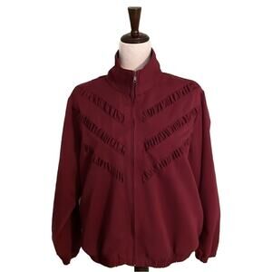 Vintage 90s Napa Valley Petites Ruched Chevron Bomber Windbreaker Jacket LP